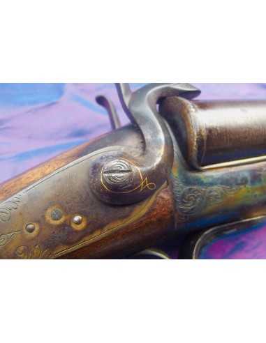 FUSIL DE CHASSE JUXTAPOSE A BROCHE LIEGEOIS.