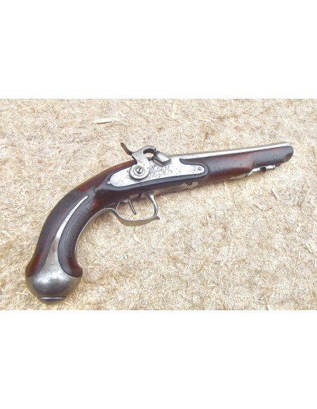 PISTOLET DE VOYAGE JALABERT-LAMOTTE, vers 1790, TRANSFORME À PERCUSSION.