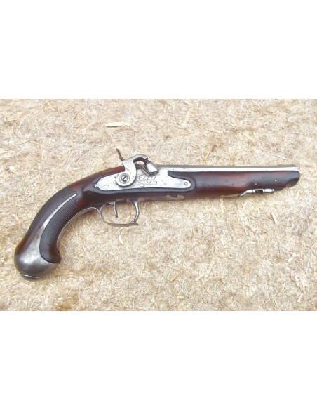 PISTOLET DE VOYAGE JALABERT-LAMOTTE, vers 1790, TRANSFORME À PERCUSSION.