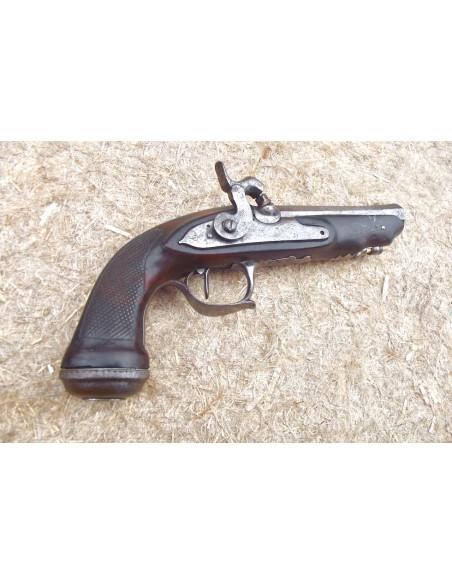 PISTOLET DE VOYAGE TRANSFORME À PERCUSSION, vers 1790.