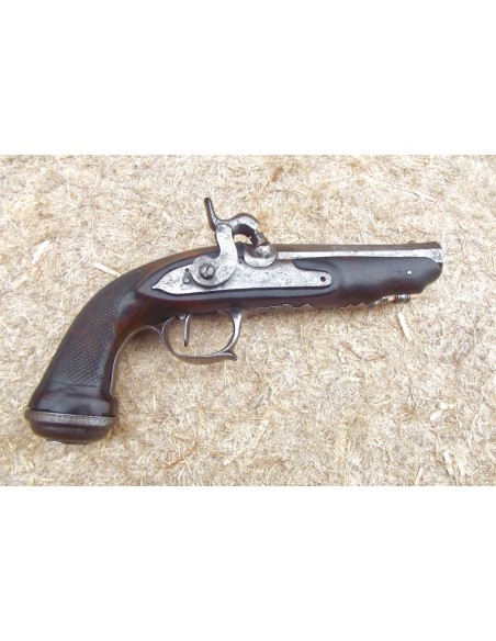 PISTOLET DE VOYAGE TRANSFORME À PERCUSSION, vers 1790.
