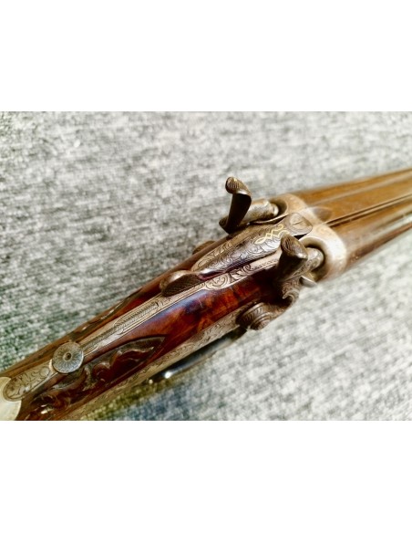 EXCEPTIONNEL FUSIL MIXTE DE LUXE A CHIENS EXTERNES SIGNE FOERSTER
