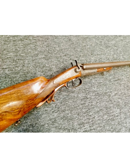 EXCELLENT FUSIL JUXTAPOSE DE LUXE A CHIENS EXTERNES SIGNE RIEGER