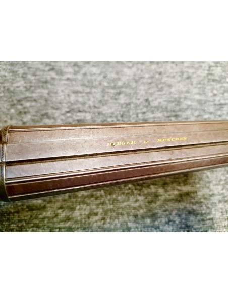 EXCELLENT FUSIL JUXTAPOSE DE LUXE A CHIENS EXTERNES SIGNE RIEGER