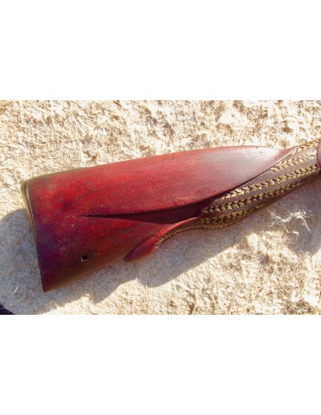 FUSIL DE CHASSE JUXTAPOSE A PERCUSSION CROSSE POLYCHROME.