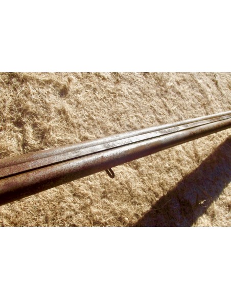FUSIL DE CHASSE JUXTAPOSE A PERCUSSION CROSSE POLYCHROME.