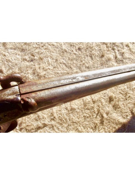 FUSIL DE CHASSE JUXTAPOSE A PERCUSSION CROSSE POLYCHROME.